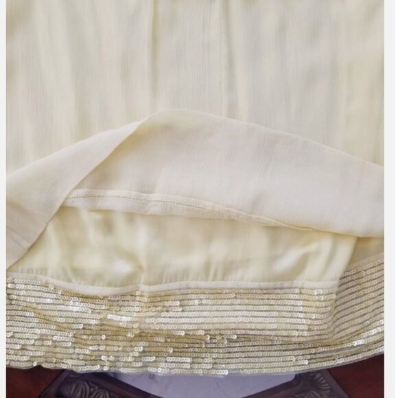 NWT BCBG MAXARIA Yellow Halter Dress with sequined bottom Size L 8 - Picture 6 of 6